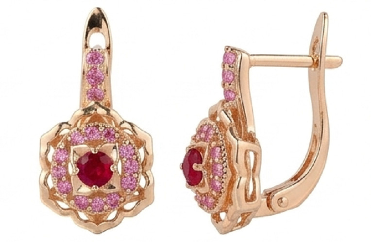 2ct Round cut simulated Red Ruby/Sapphire Huggie Earrings 14k Rose Gold Plated