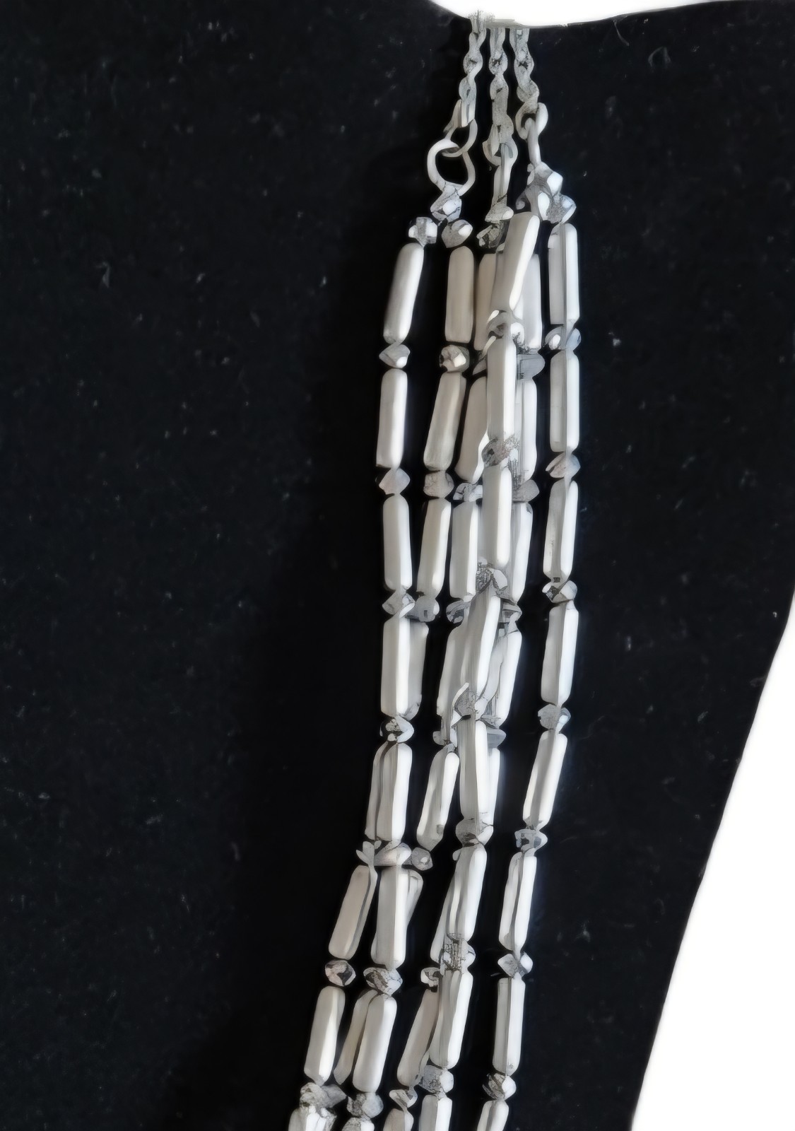Chicos 32″ 6 Strand Necklace Silvertone With Marcasite Crystals