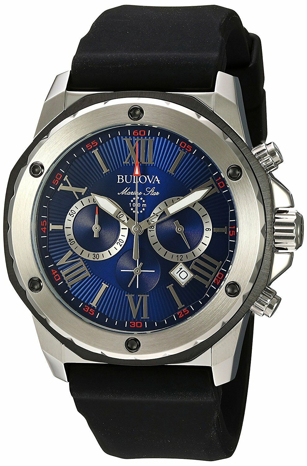 Bulova Marine Star 44m Case Stainless Steel, Band Rubber Wrist Watch for Men..99