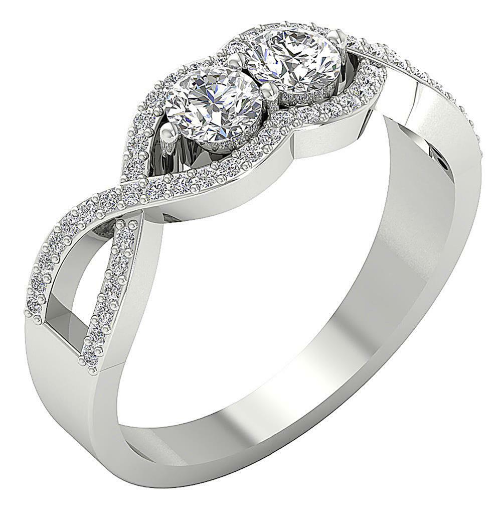 Forever Us Two Stone Solitaire Ring I1 G 0.85 Ct Round Diamond 14K Yellow Gold