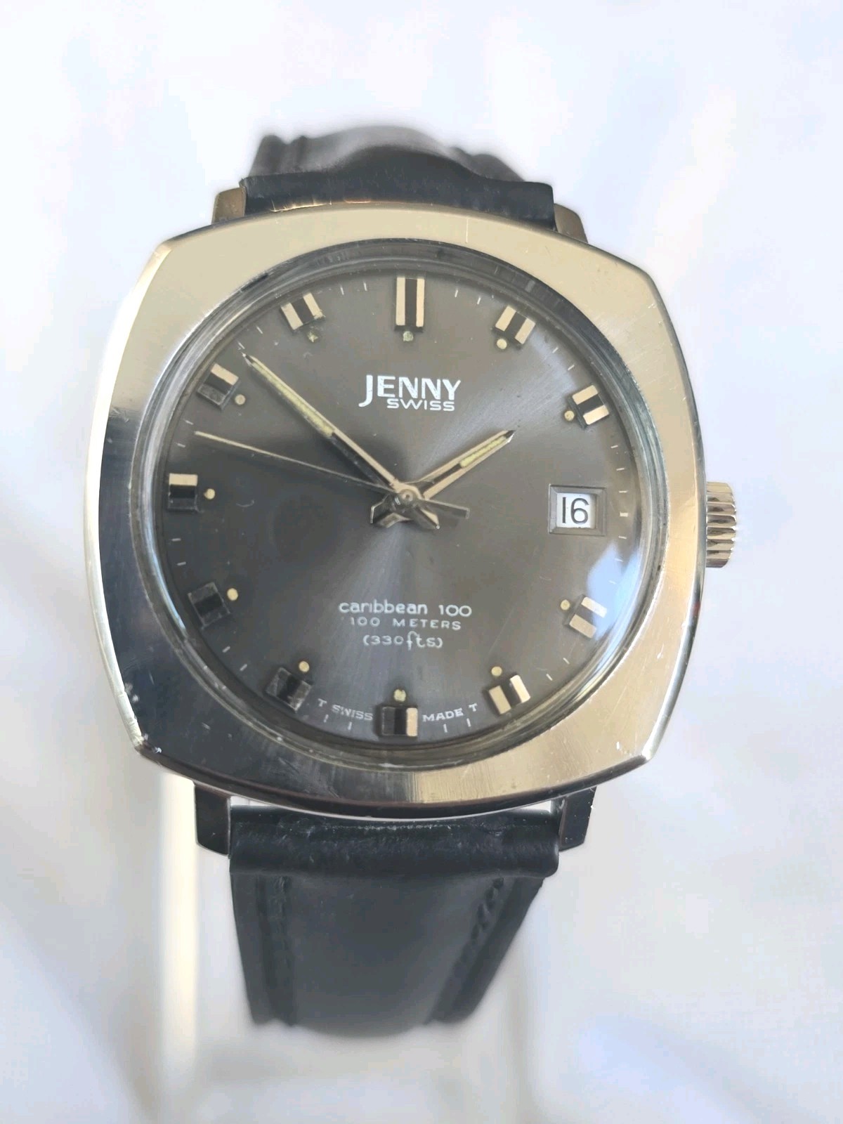 Rare Mens Vintage JENNY SWISS CARIBBEAN 100 ETA 2452 Automatic Wristwatch