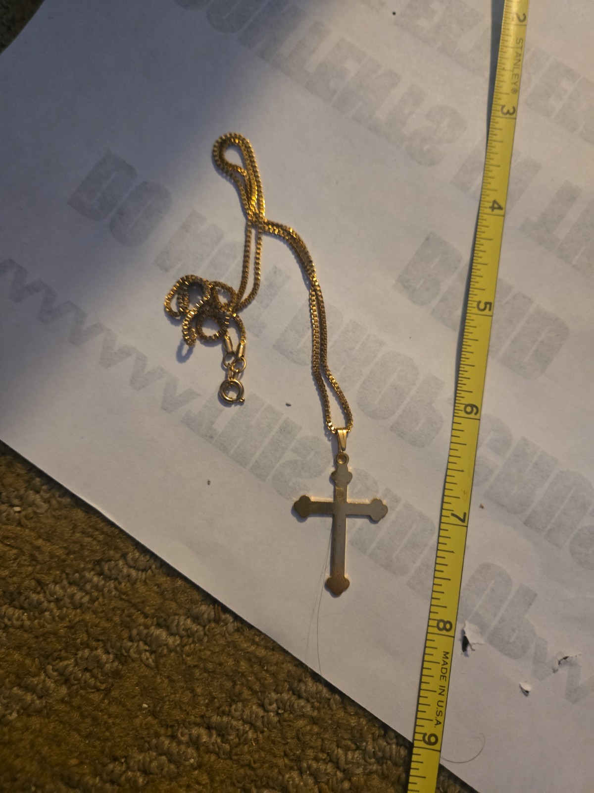 Vintage 18″ 1-20 12K Gold Plated Chain W/ Cross Pendant
