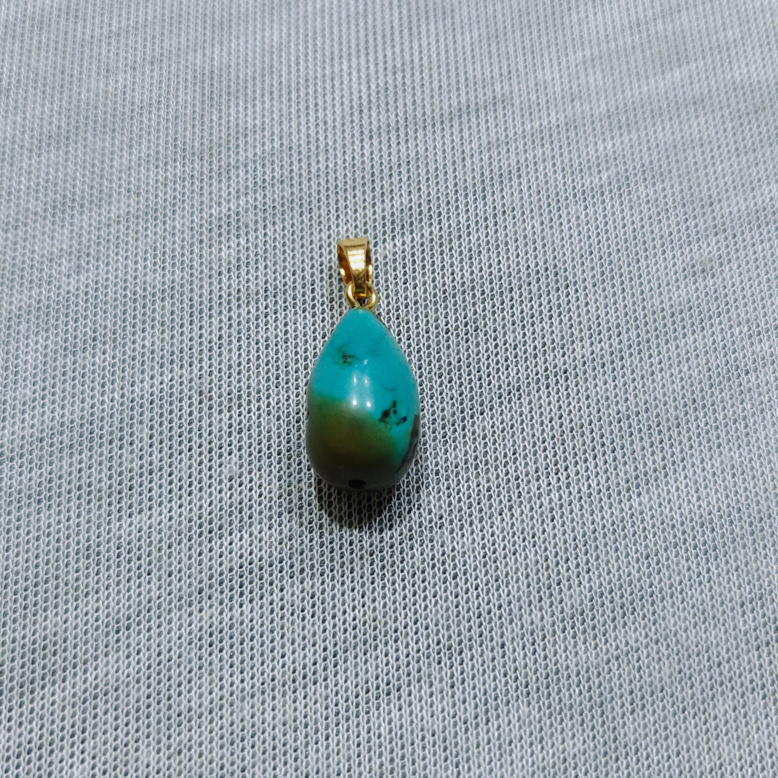Natural Tibet Turquoise Teardrop Beads Brass Pendant Handmade Tribal Boho Gift