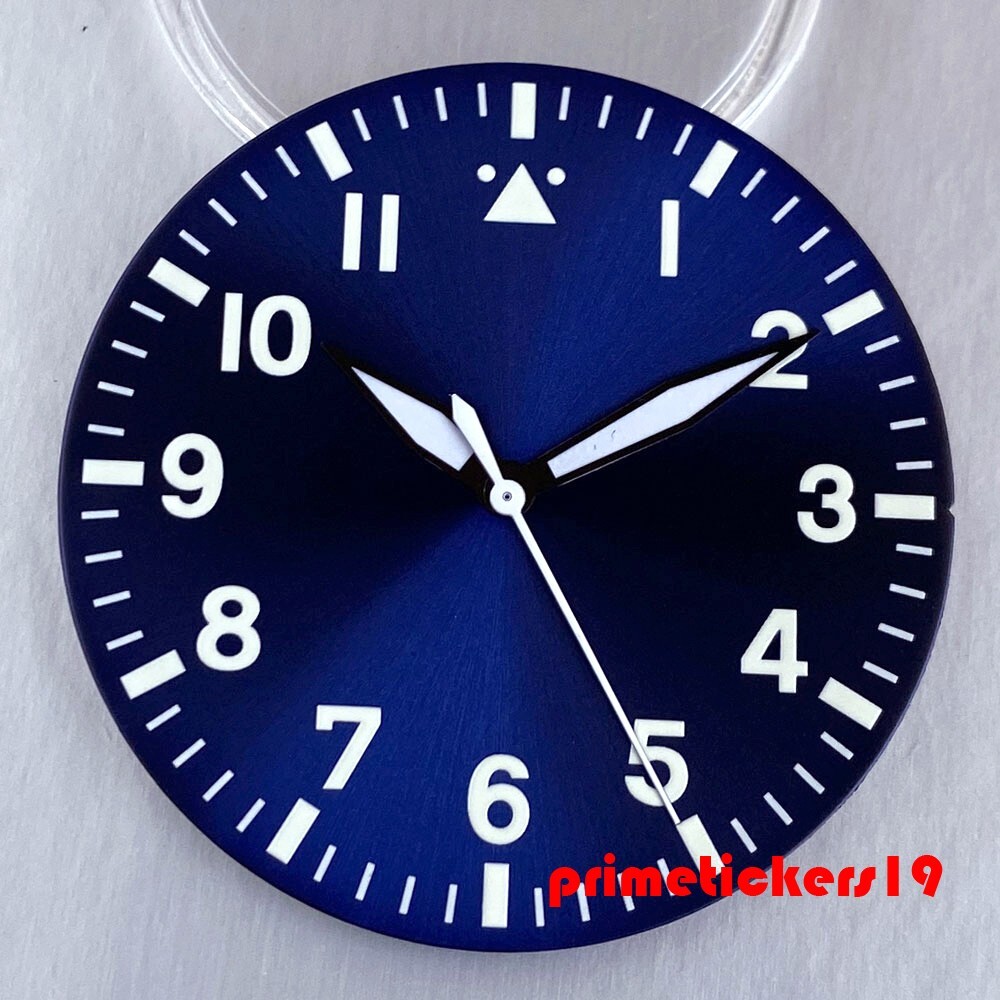 38mm Pilot Watch Dial+Hands Set Parts Luminous Fit NH35 NH36 NH38 ETA2824 PT5000