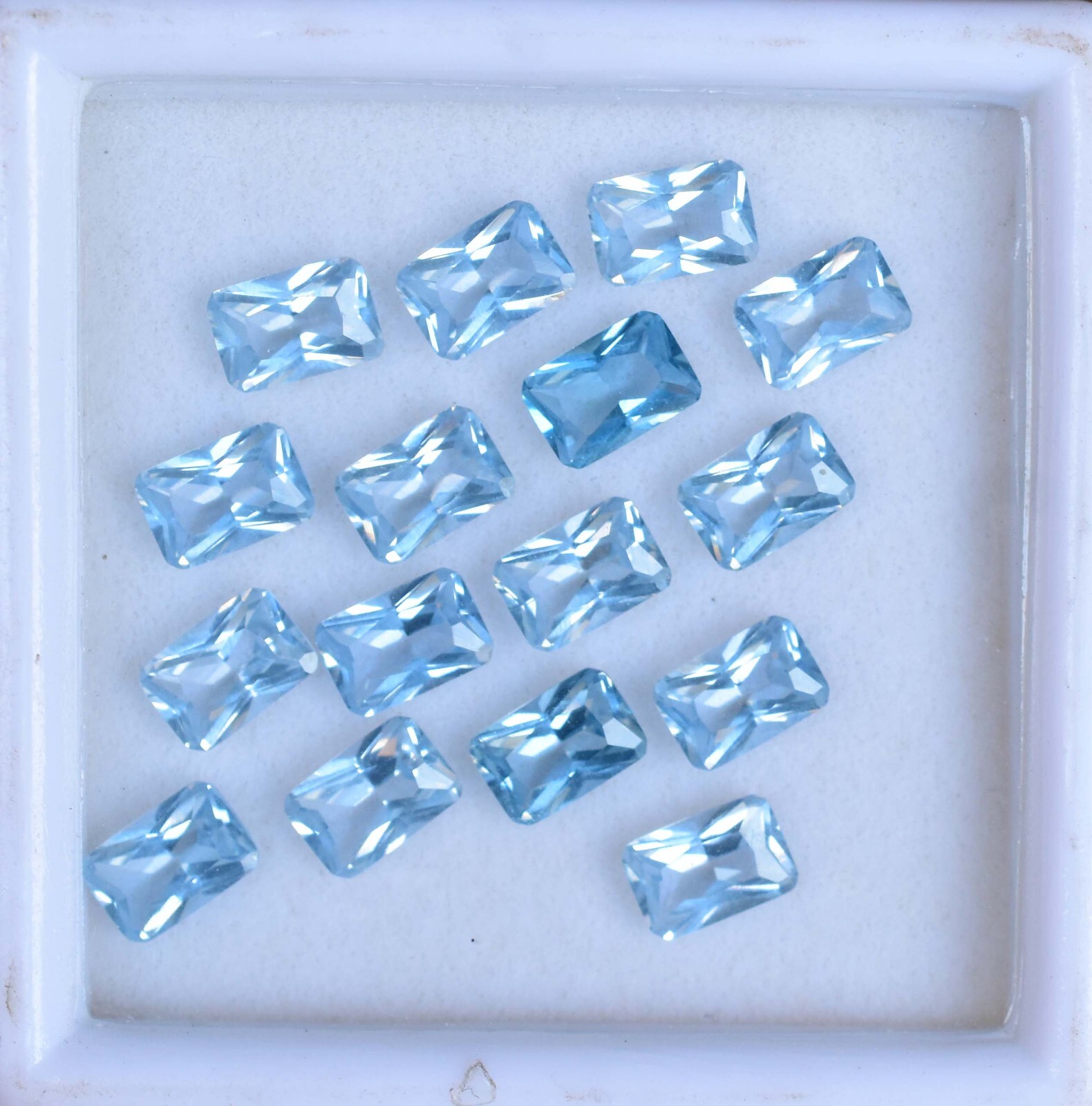 16 Pcs Natural Blue Aquamarine 5 x 5 mm AAA+ Square Certified Loose Gemstone