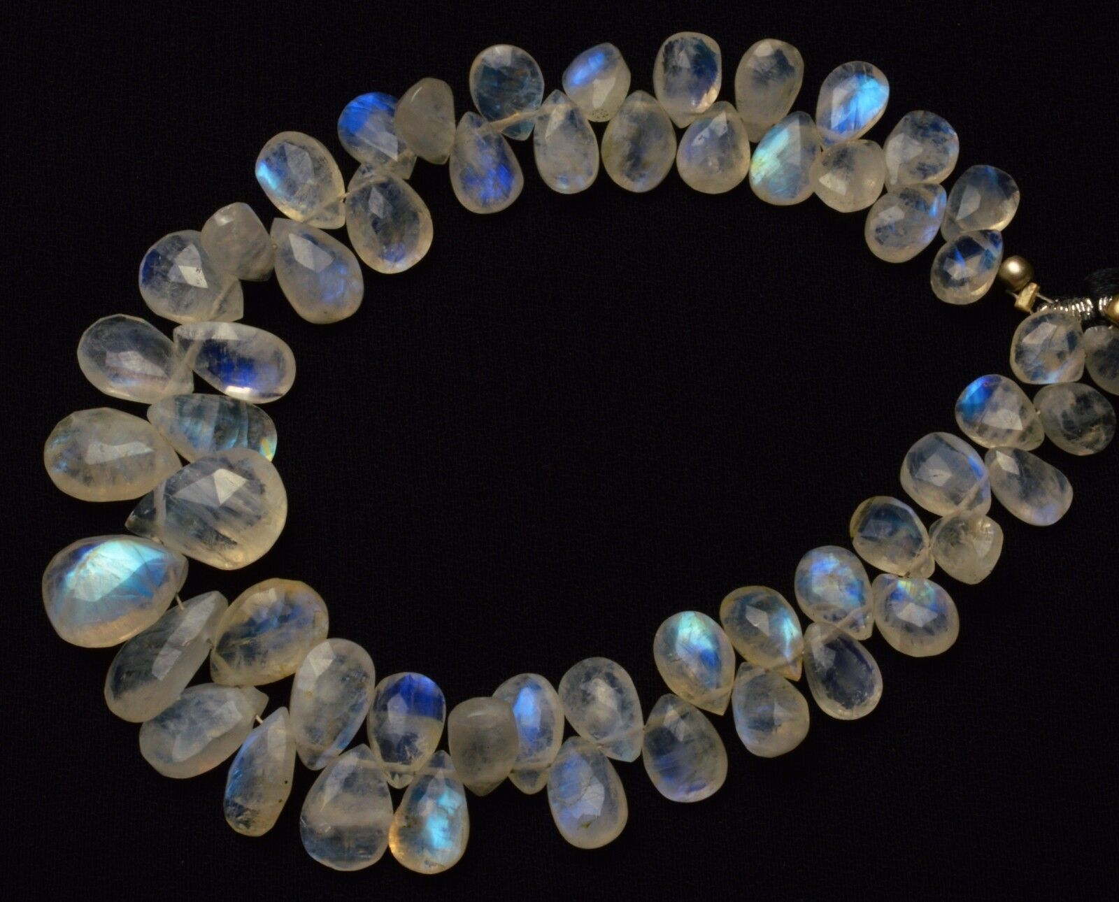 Natural Gem Blue Flash Moonstone 5×7 to 9x13MM Facet Pear Shape Briolettes 7.5″