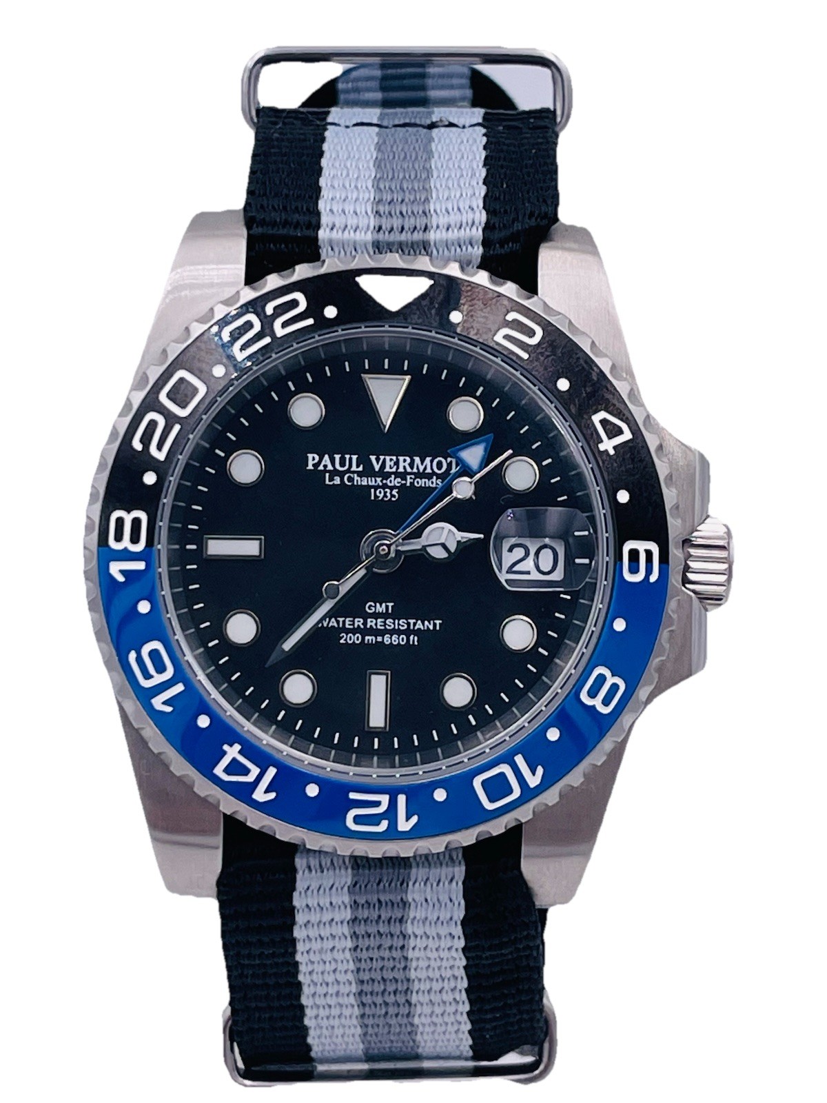 Paul Vermot GMT Automatic Ceramic Watch Pv2116BLKTE/540 Hot Sale New