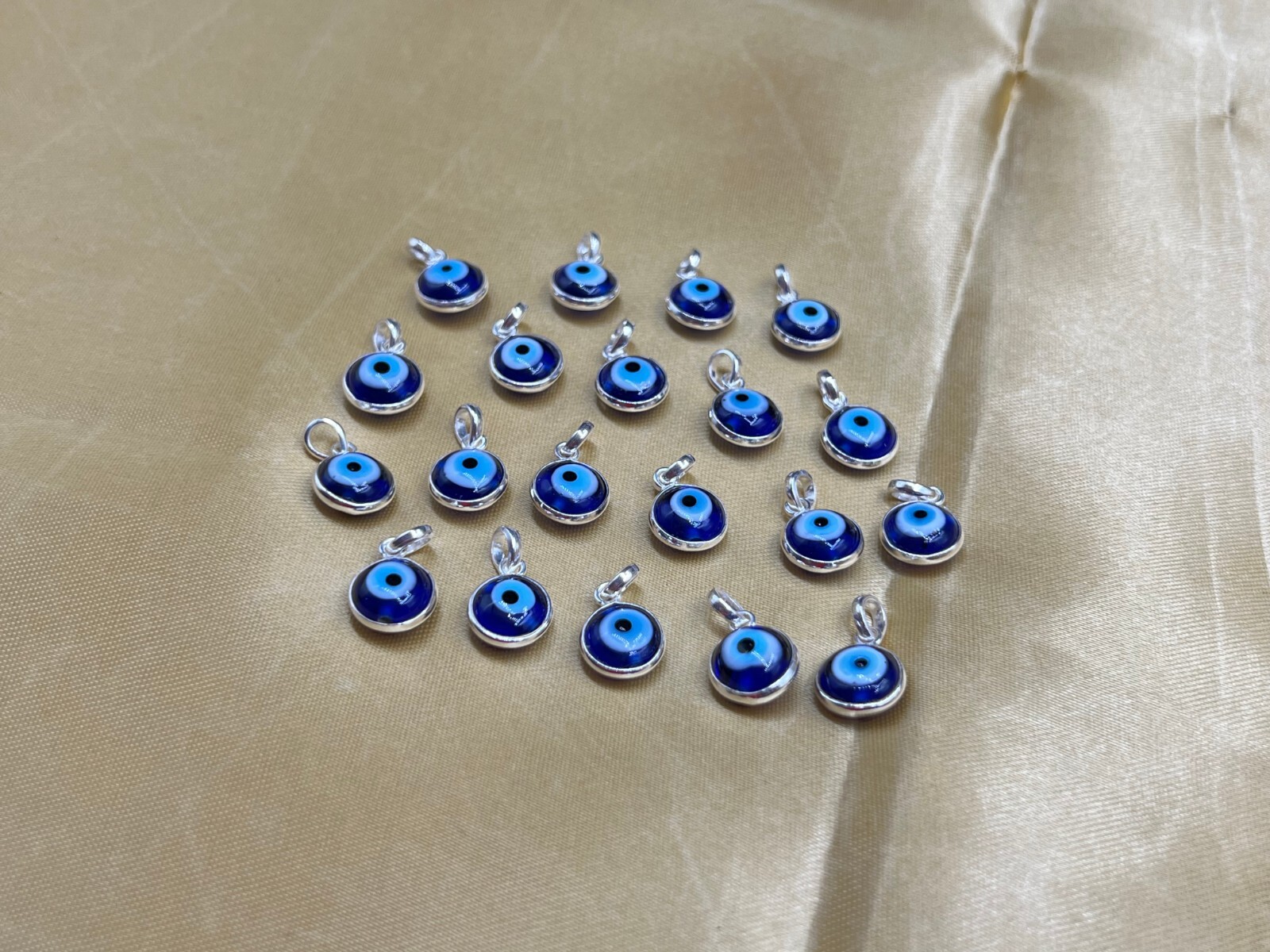 1,5,10 Pcs Bulk 925 Silver Blue Evil Eye Mati Najjar Raksha Kwacha Pendant