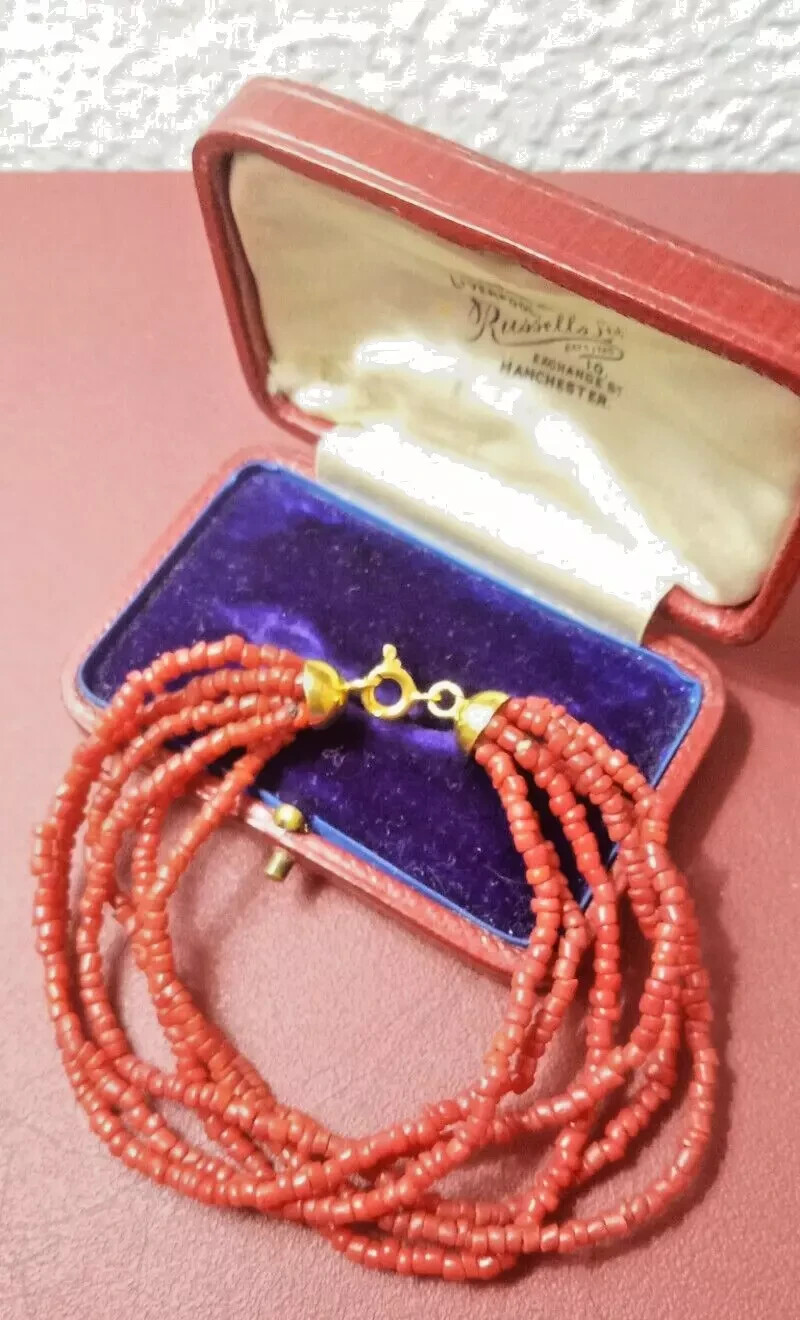🦋Antique 18Kt 750 Gold Scare Multifilament Coral Bracelet🦋