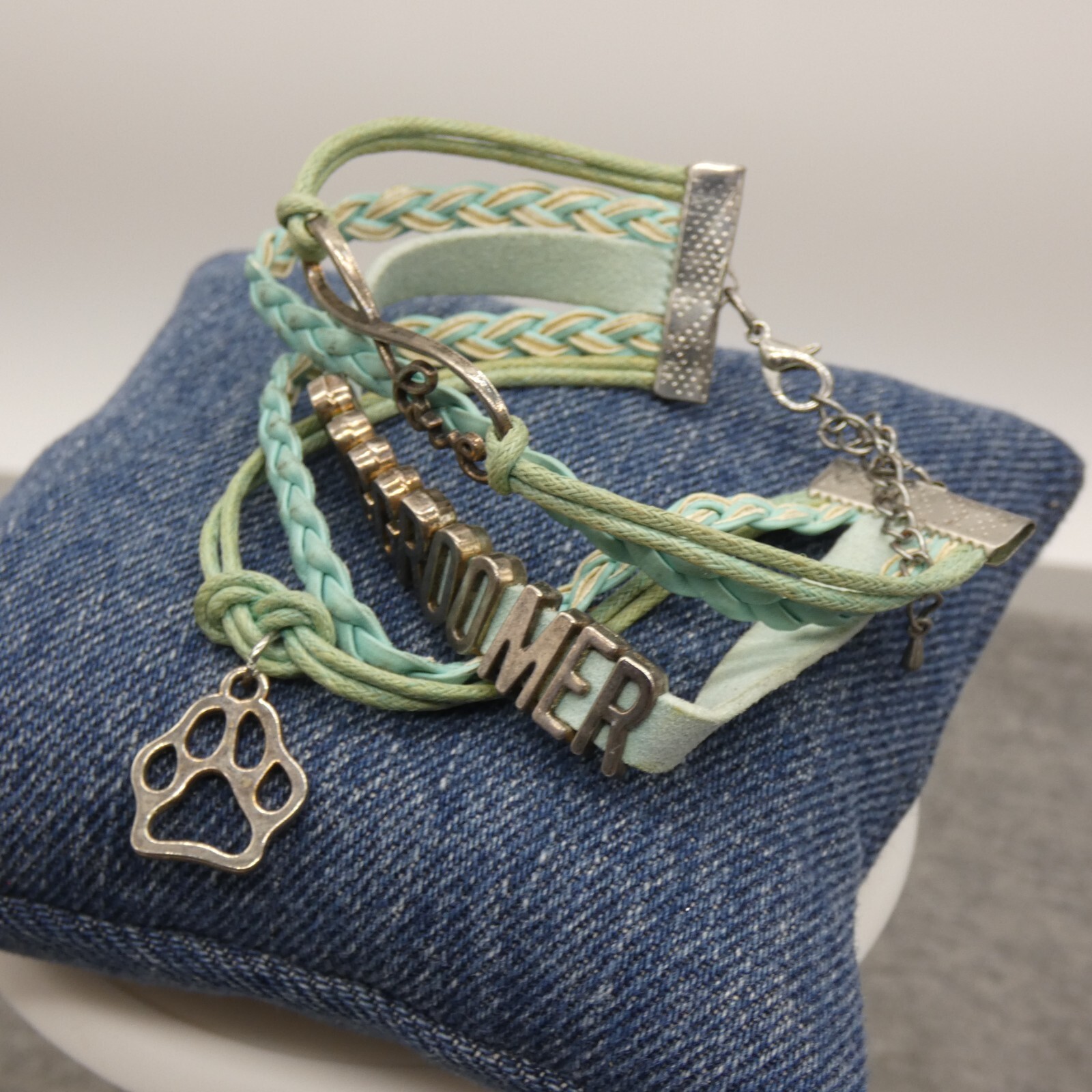Aqua Color Dog Groomer Fashion Friendship Style Multi-Strand Charm Bracelet