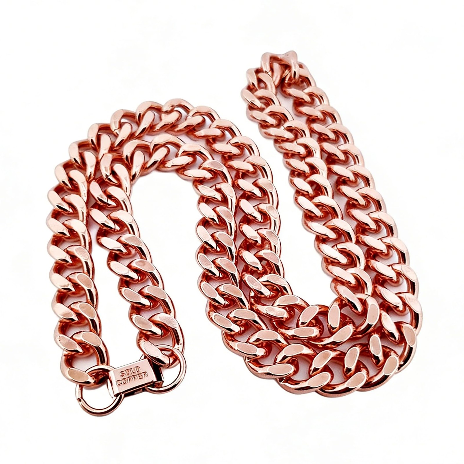 Ikkao 1 Pure Copper Cuban Link Necklace Heavy Solid Variable,