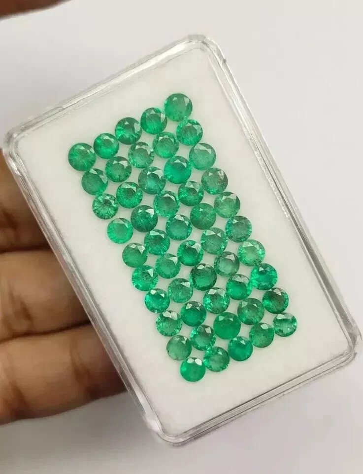 Colombia Green Emerald 7 MM Round 10 Pcs Lot Natural Certified Loose Gemstone