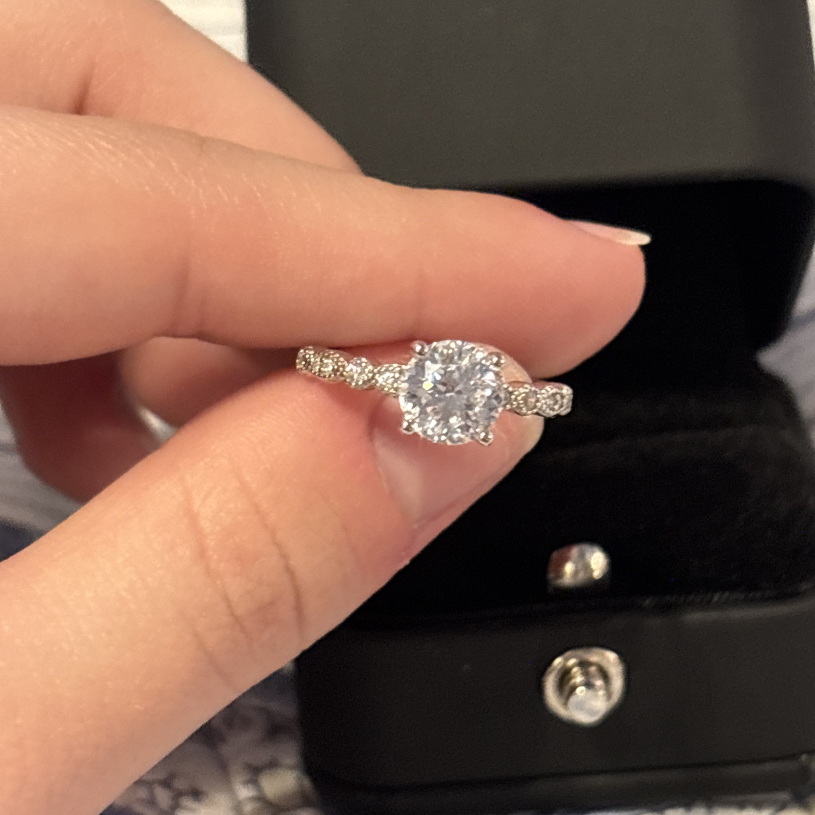 Modern Gents Sterling Silver Sofia Simulated Diamond Engagement Ring Size 6