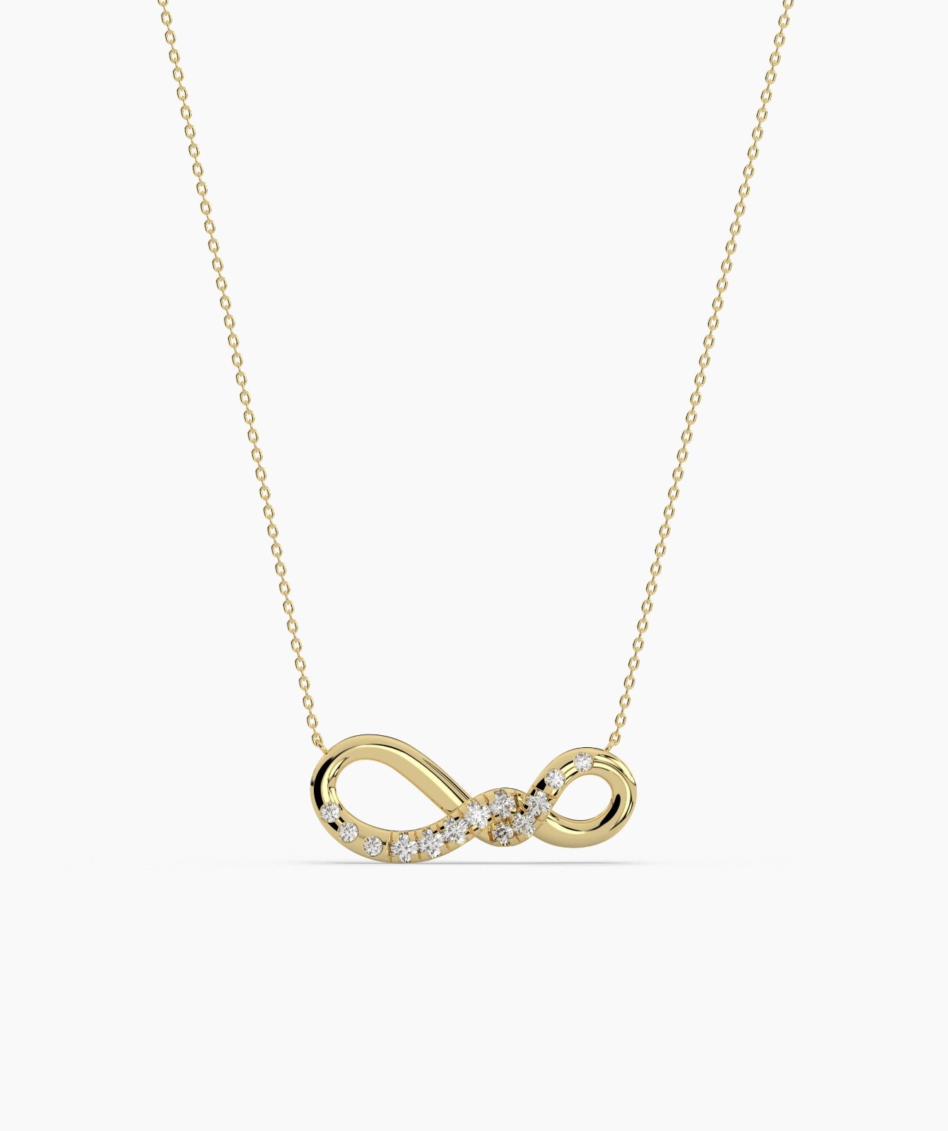 14K Gold Round E-F/VVS-VS Lab Grown Diamond Horizontal Infinity Pendant Necklace