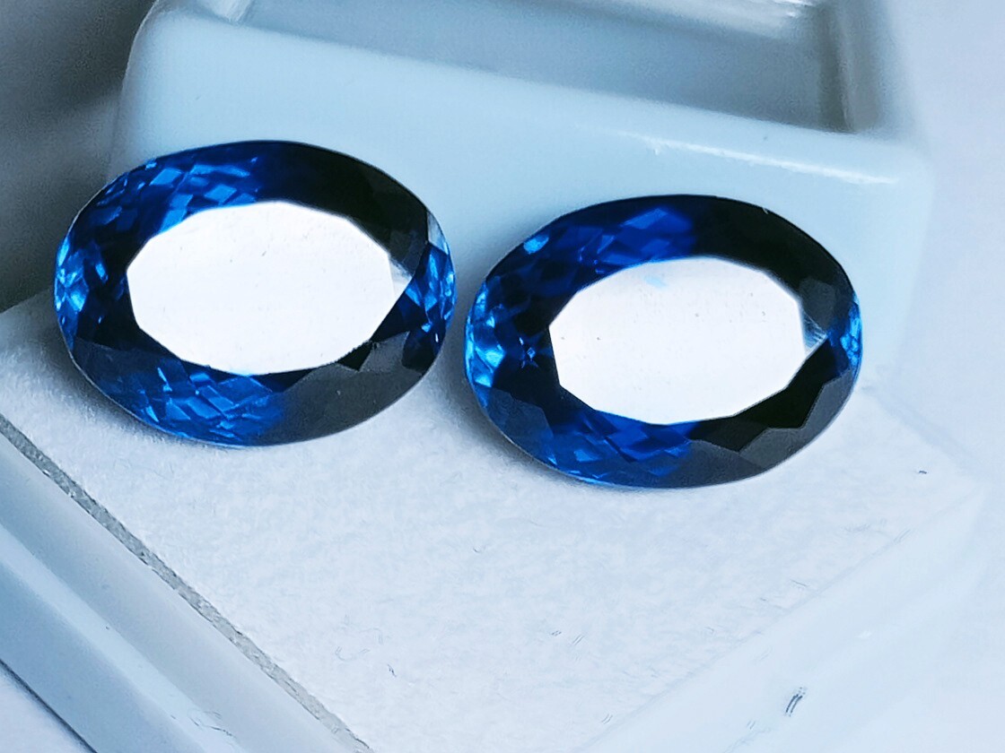 Blue Sapphire Pair Oval Cut Natural Certified 15+ Ct Loose Gemstone