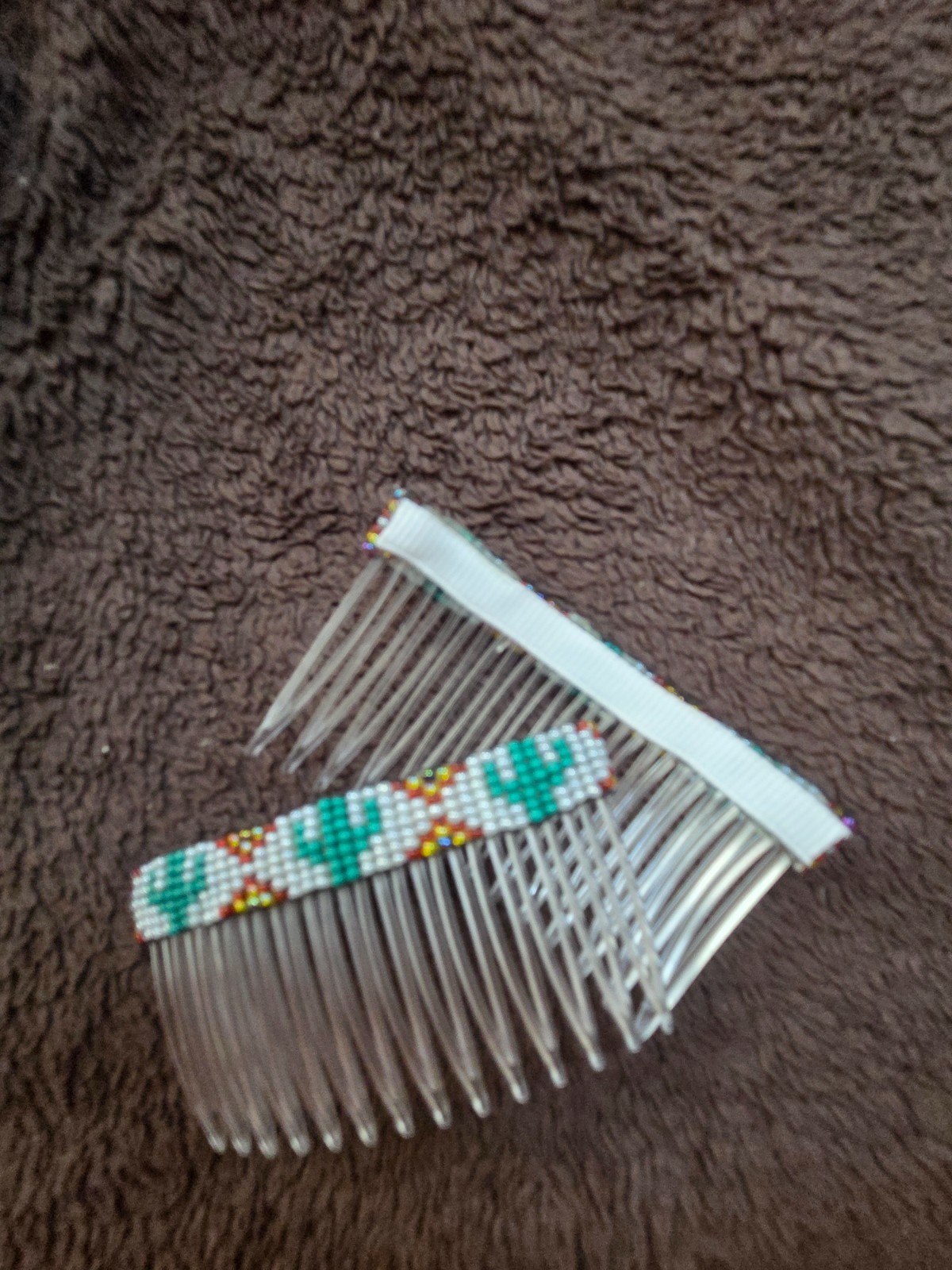 Native American Hand Beaded Hair Comb Set by Jean