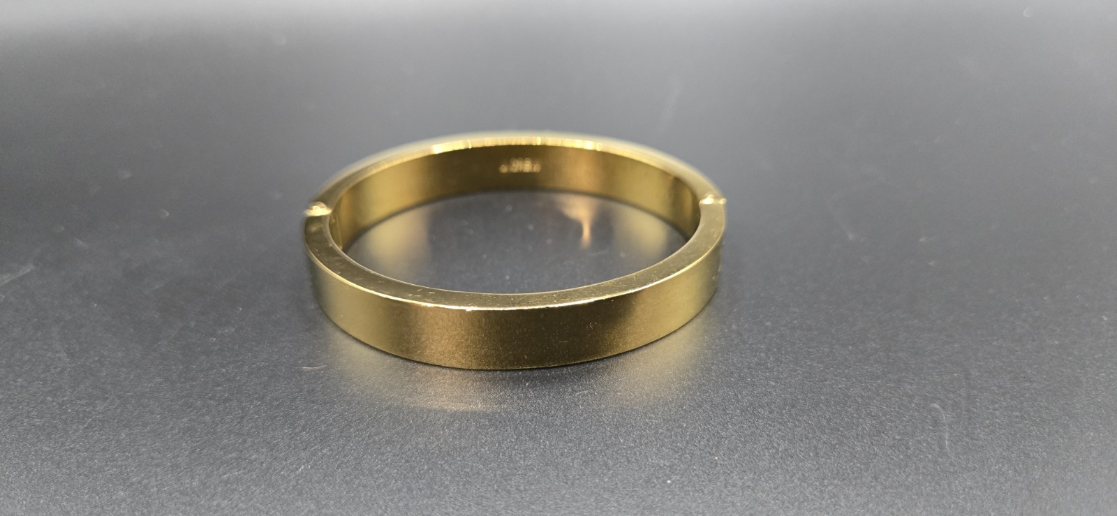 VTG Signed J.CREW Cuff Bracelet Gold Tone Lux Shine Hinged Push Lock