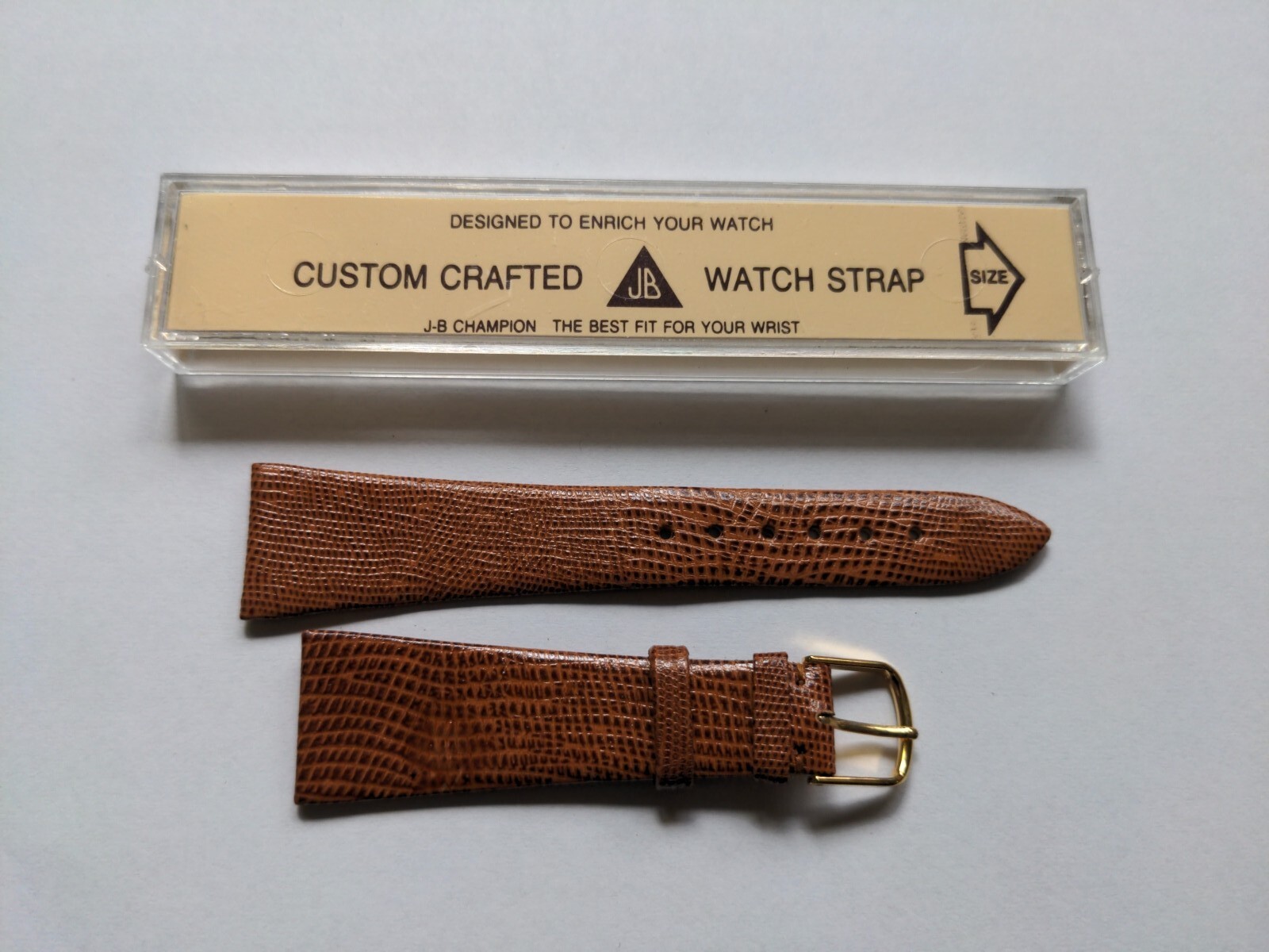 JB Champion Vintage NOS Unused Tan Leather Watch Band Gold Buckle 7/8 22mm 22.2