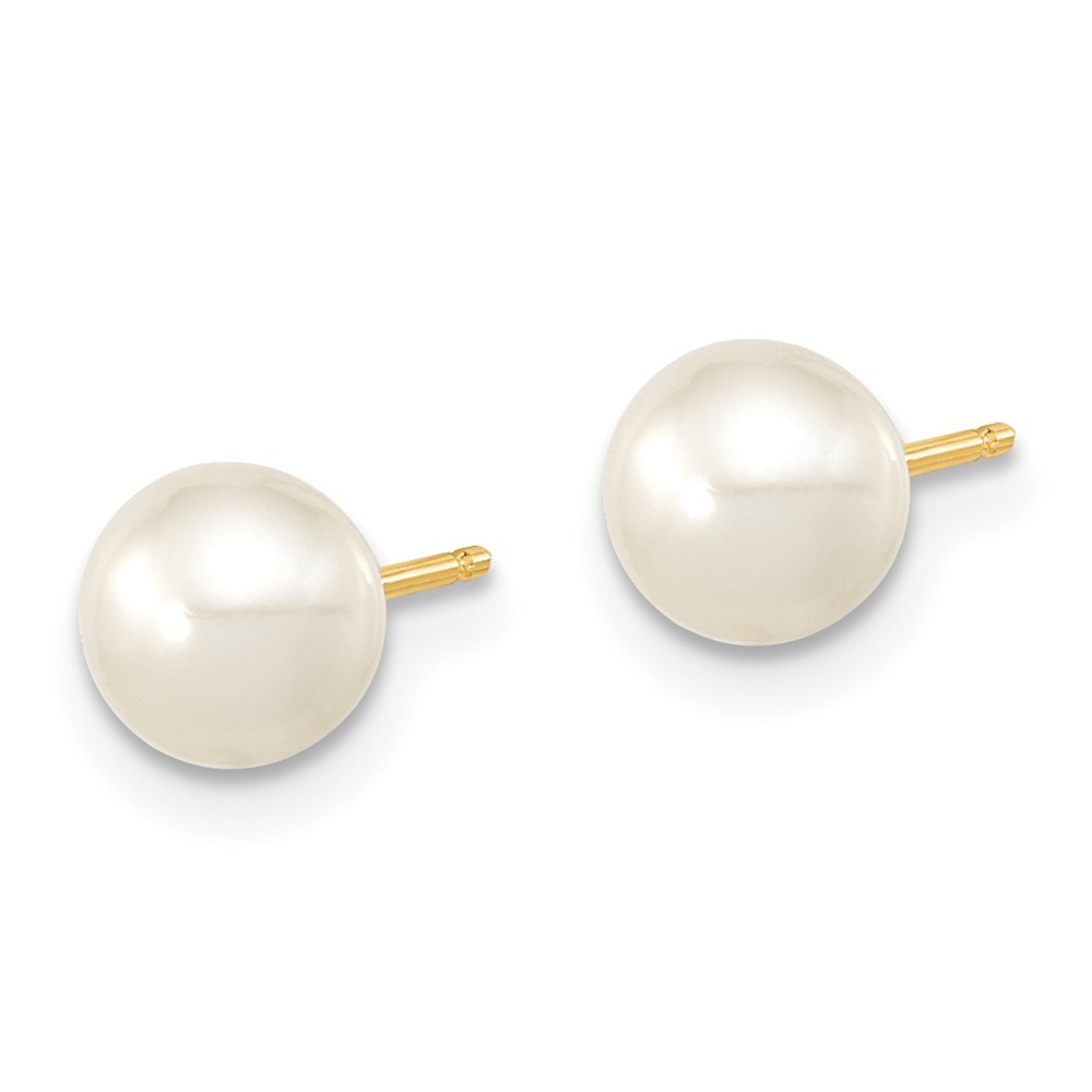 14k Yellow Gold 6-7mm White Round Freshwater Cultured Pearl 7.25 inch 1 Extender