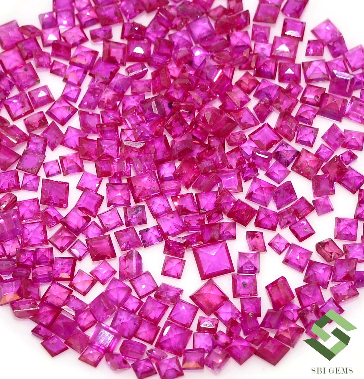 2×2 mm Natural Ruby Square Cut Lot 25 Pcs 1.64 CTS Calibrated Loose Gemstones