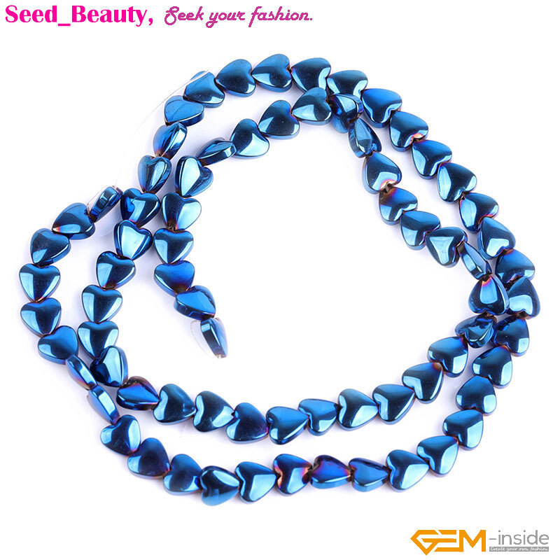 Heart Shape Metallic Coated Hematite Loose Beads Jewelry Making Strand 15″ SD