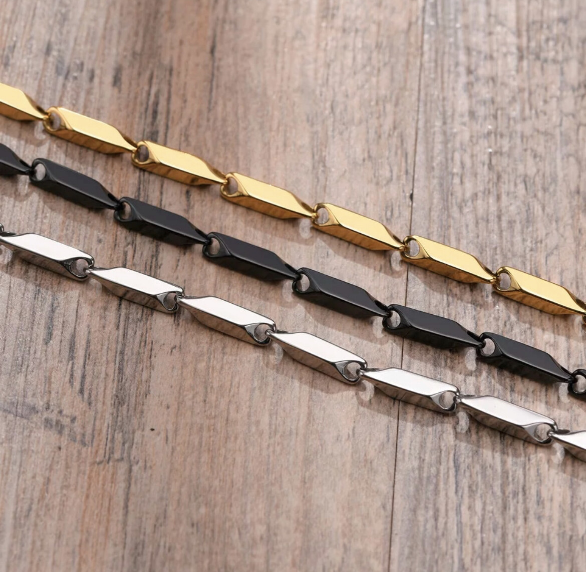 Fashion Jewelry Gold Silver Or Black Link Chain Stainless Steel Bracelet 1-73