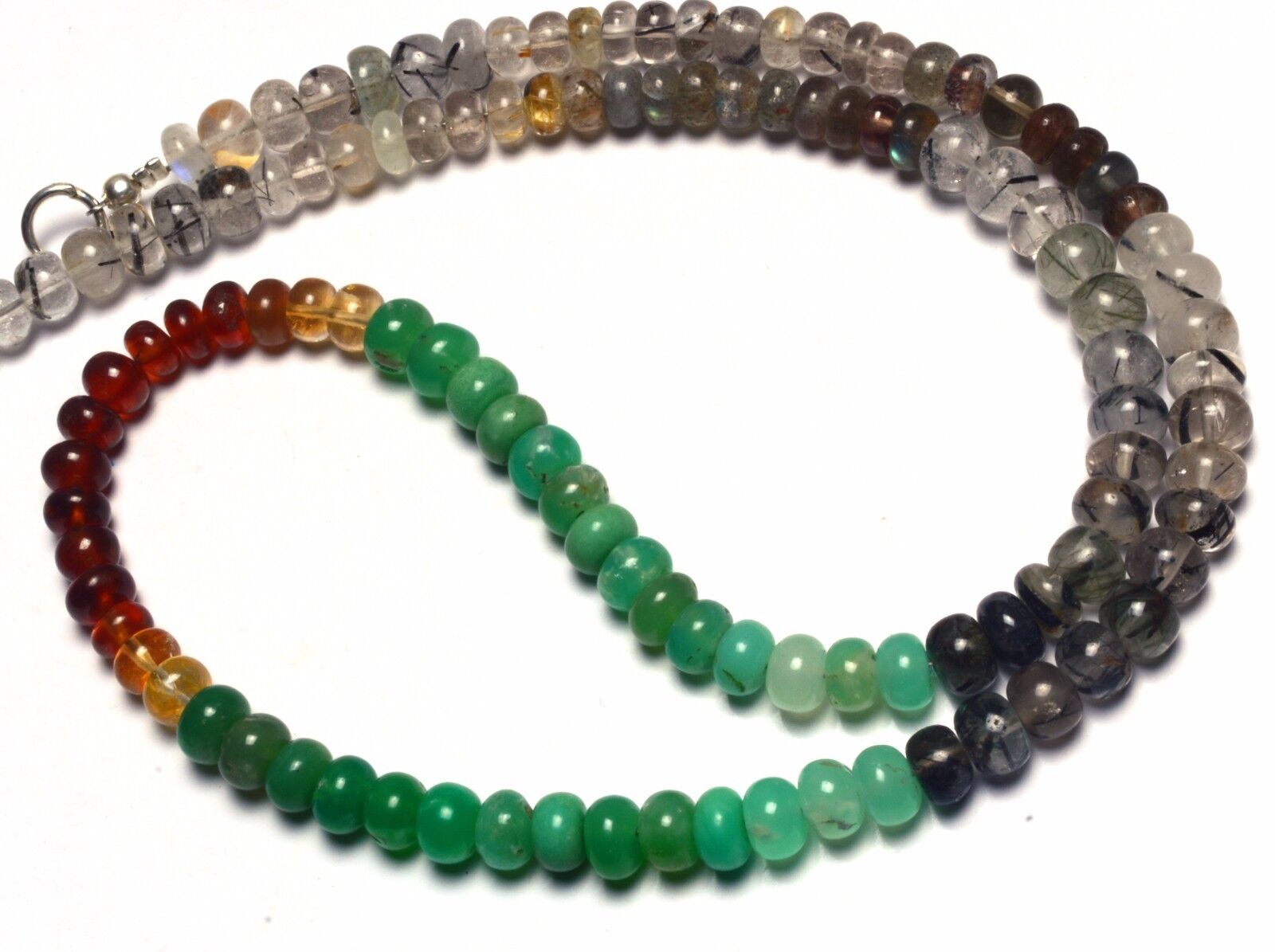 Mix Natural Gemstones 5MM Approx. Rondelle Beads Necklace 17″