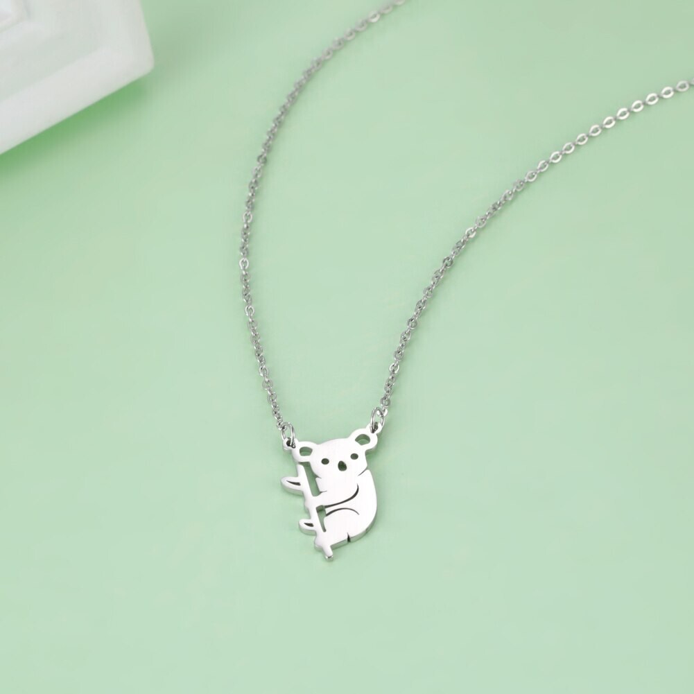 Stainless Steel Cute Koala Pendant Silver – 45 + 5cm Chain