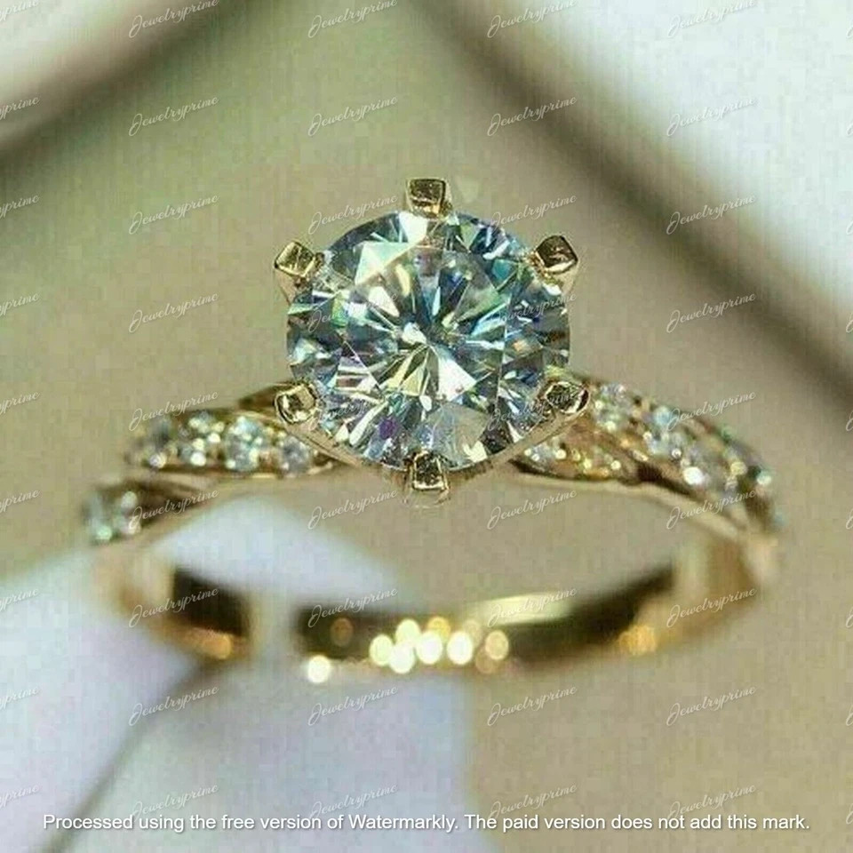 3 Ct Round Cut Lab-Created Solitaire Engagement Ring 14K Yellow Gold Plated