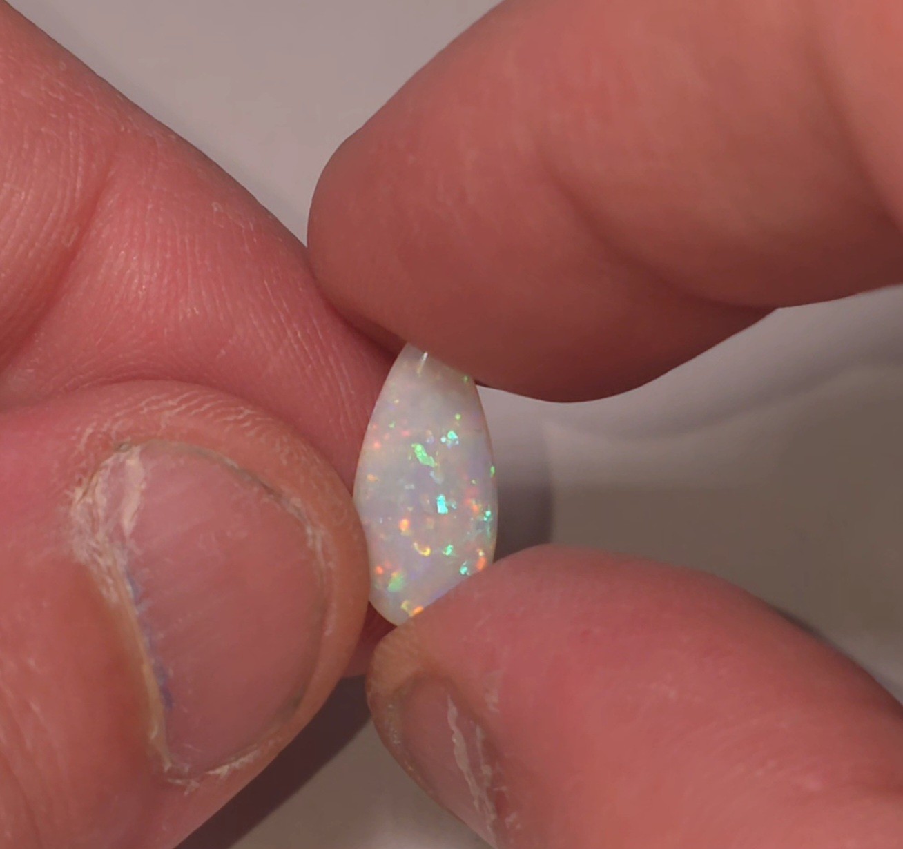 White Opal Coober Pedy Australia Natural Opal Pear Cabochon – 16 mm x 7.5 mm
