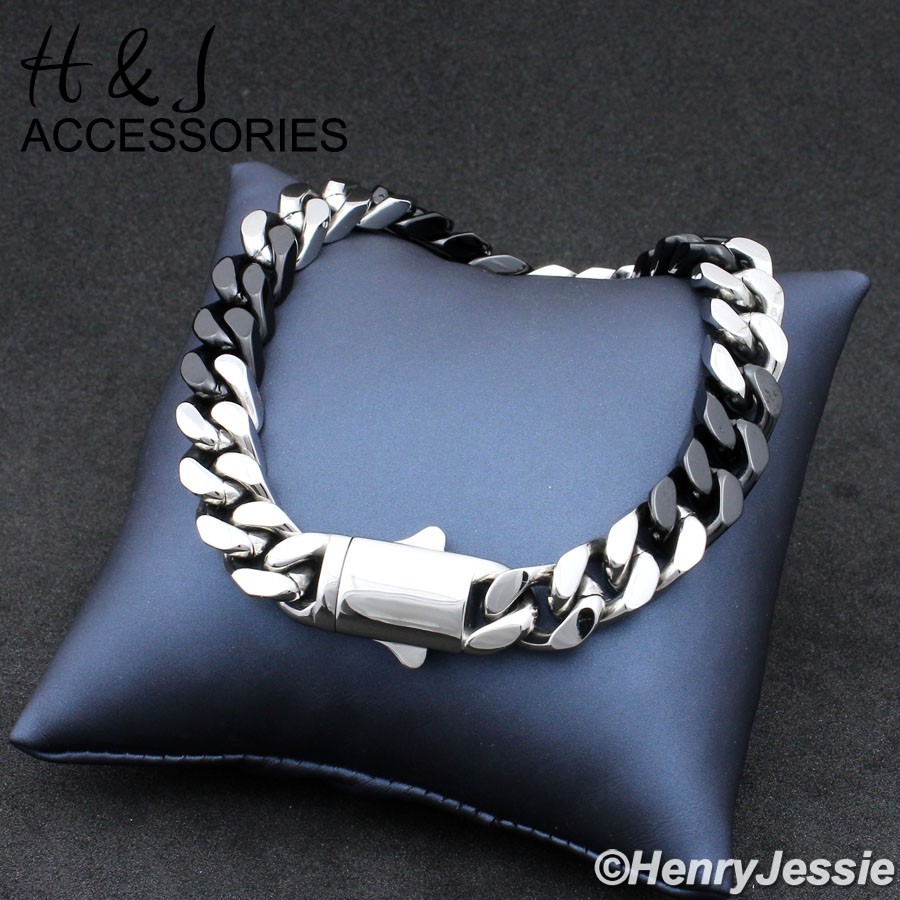 16″-40″MEN Stainless Steel 8.5mm Silver/Black Plated Miami Cuban Chain Necklace