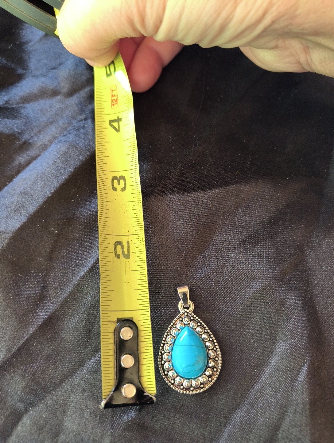 Blue Turquoise BohoTeardrop Siver Charm/Pendant For Necklace