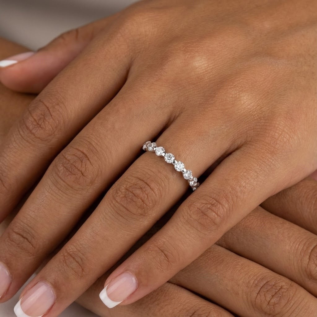 Eternity Wedding Ring 14K Gold Classic 1.50 Carat Round Lab-Grown Diamond D VVS1