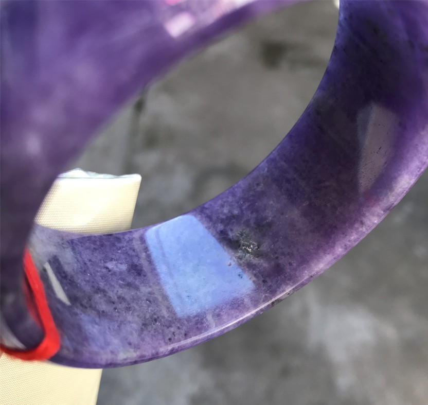 63.5MM Natural Ice Lavender Jadeite Jade Bracelet Burma Wide Jade Bangle