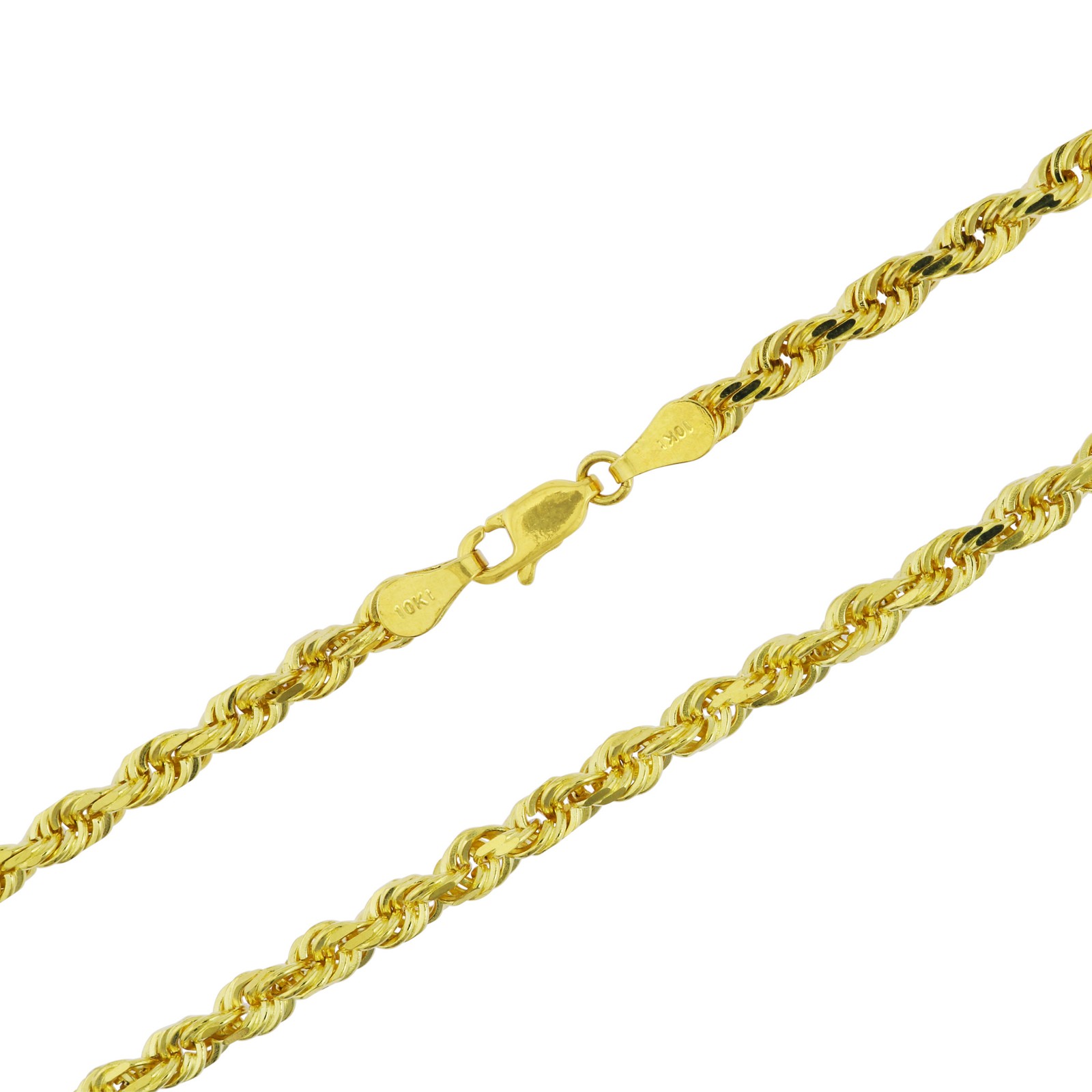 10k Yellow Solid Gold 4mm Mens Diamond Cut Rope Chain Necklace Italian Made 20″