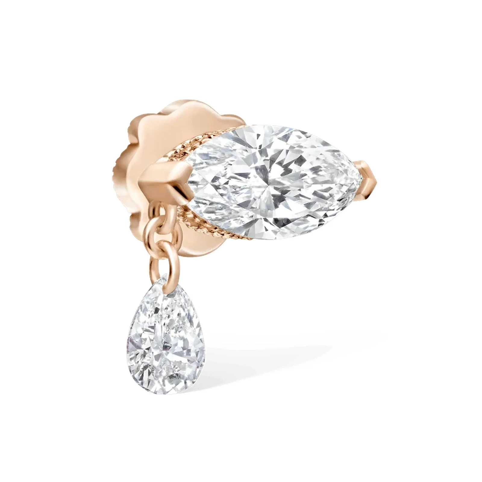 925 Sterling Silver Marquise Pear Moissanite Drop Stud Earrings
