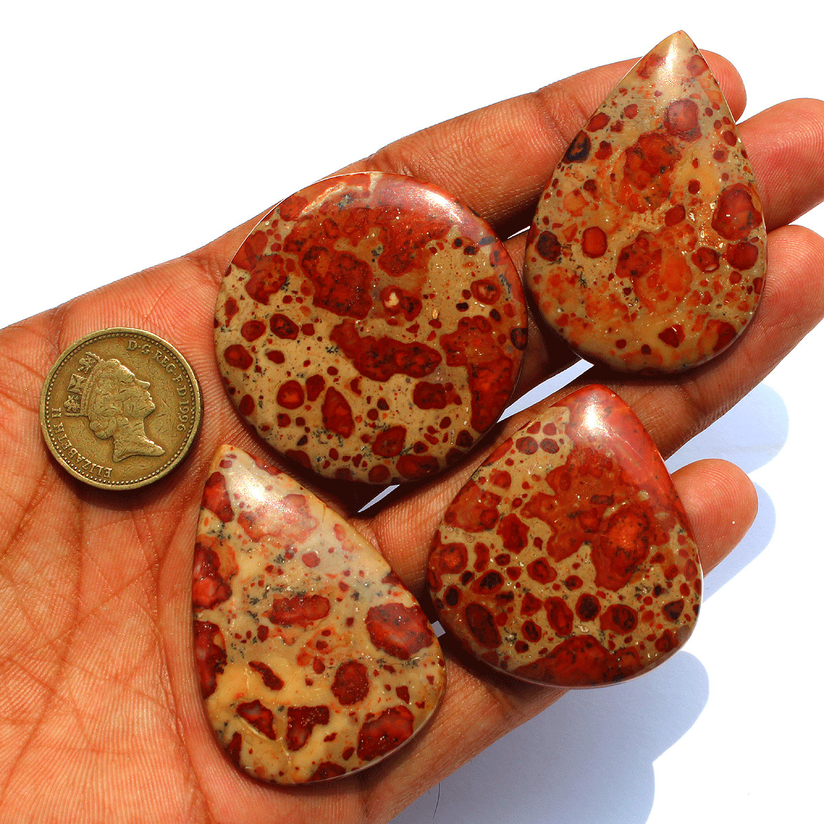 4 Pcs Natural Asteroid Jasper Untreated 41.7mm-48mm Cabochon Loose Gemstones Lot
