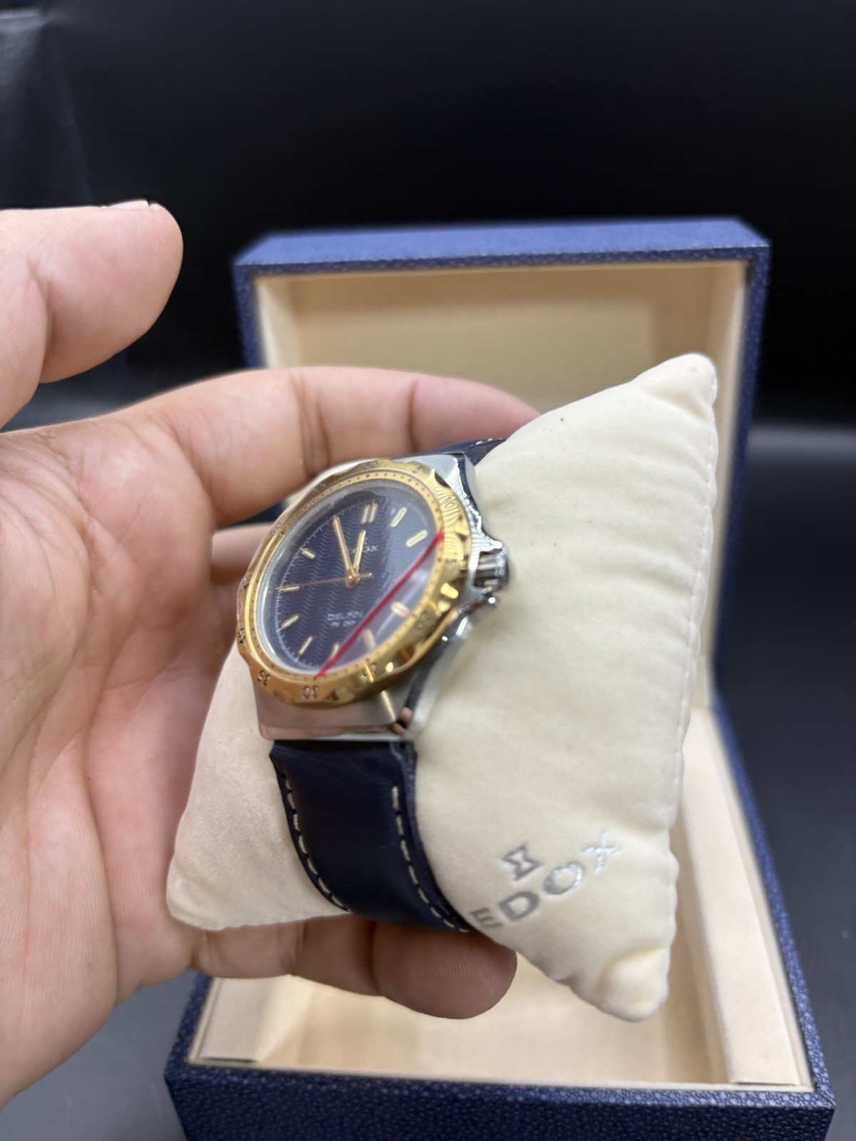 Edox Delfin 200M Blue Dial Quartz New Battery Runs In Box 40mm