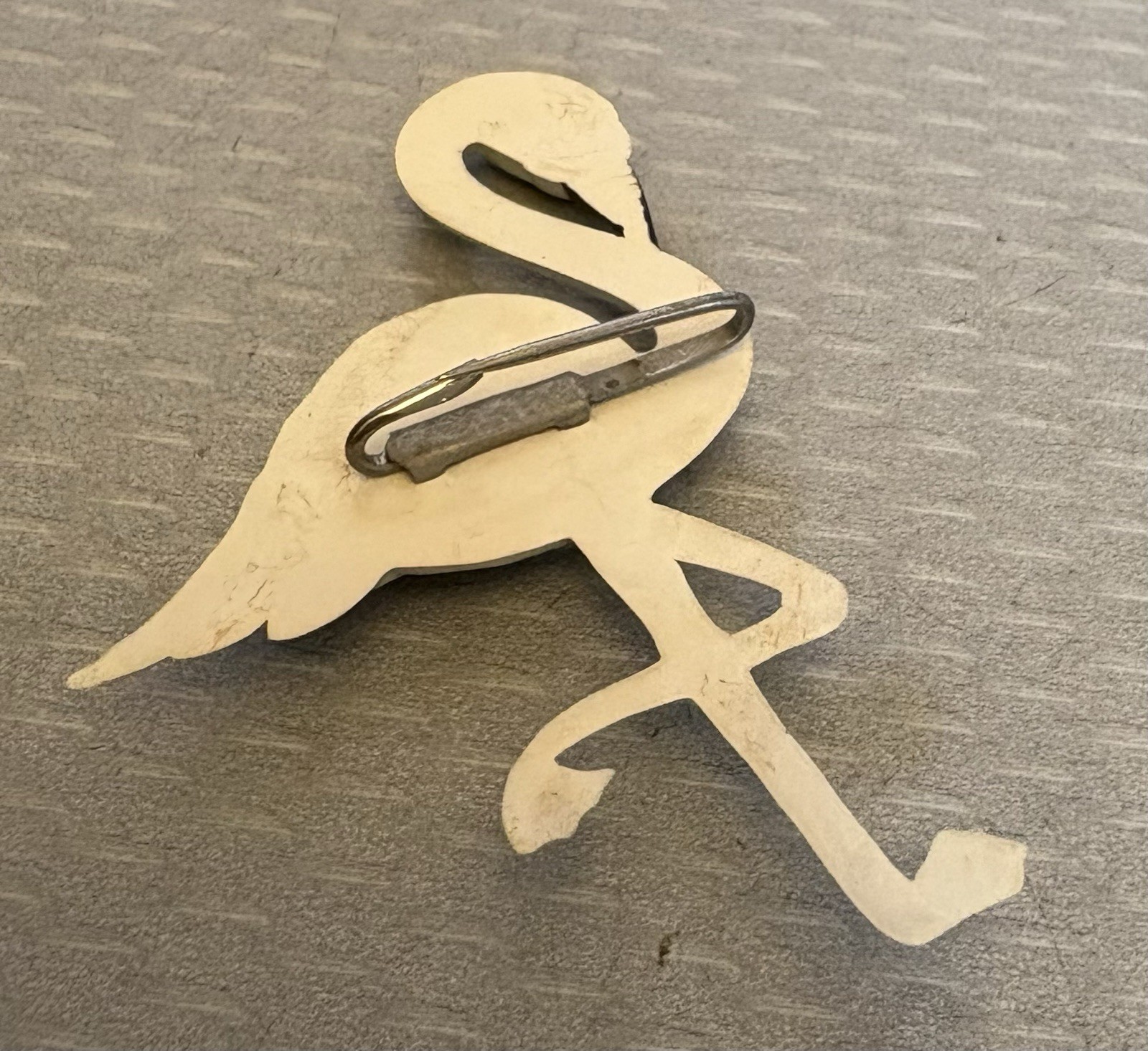 Art Deco Vintage Celluloid White Flamingo Brooch 2.75″