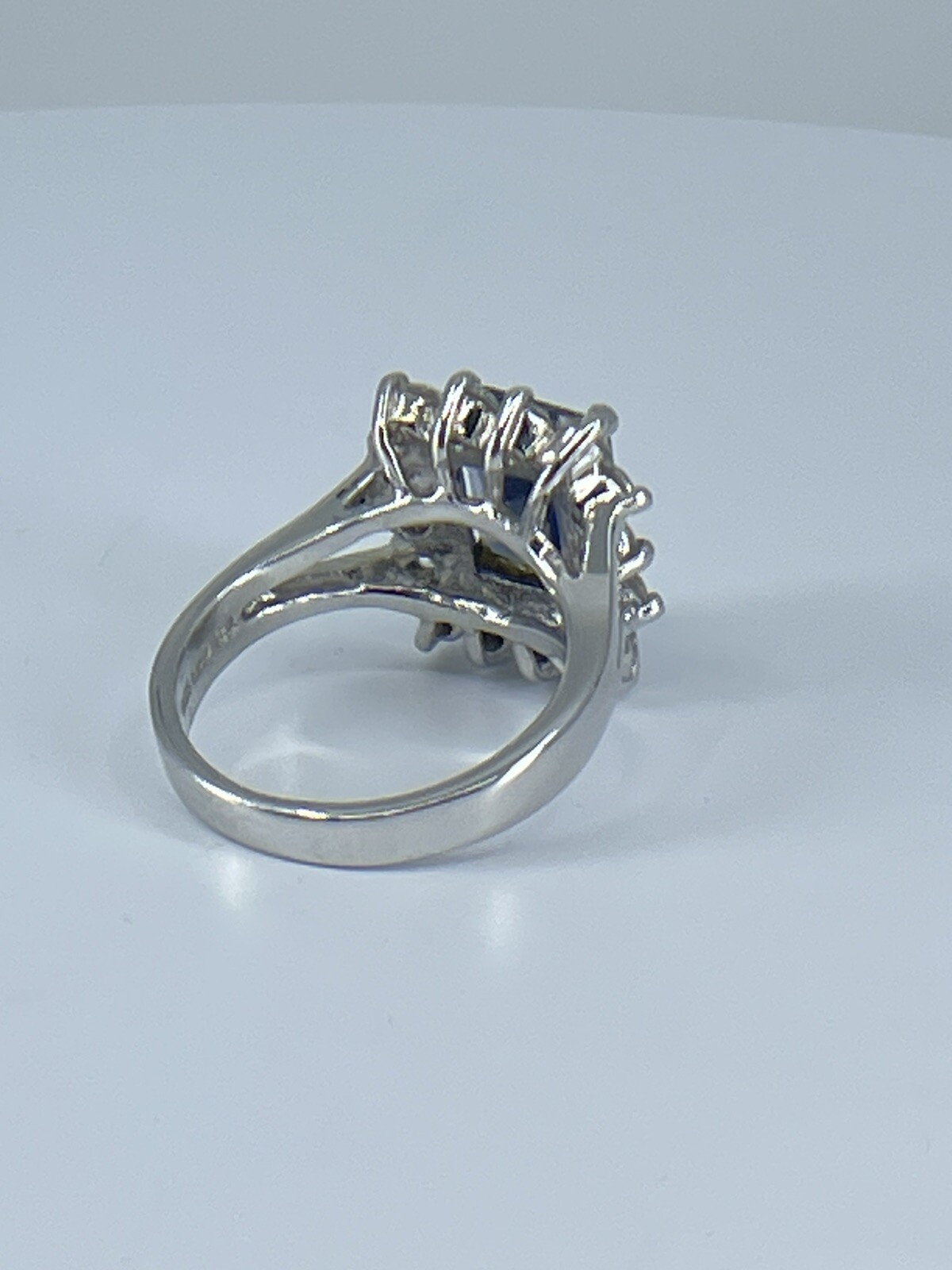 Ring ADI 925 sterling silver square blue amethyst small white rhinestones size 7