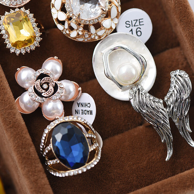 Wholesale Rhinestone Zircon Rings Mixed Women Finger Band Ring Jewelry Bulk Lots