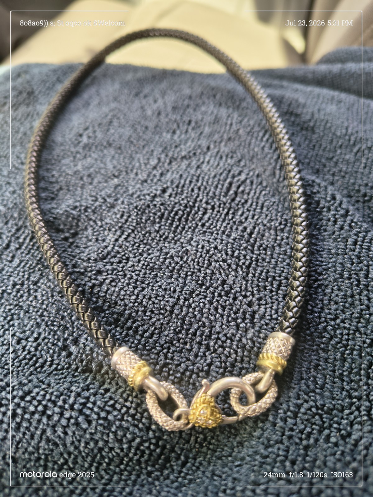 Hard To Find Judith Ripka 18k, 925, And 3 Diamond Heart Pendant Leather Choker