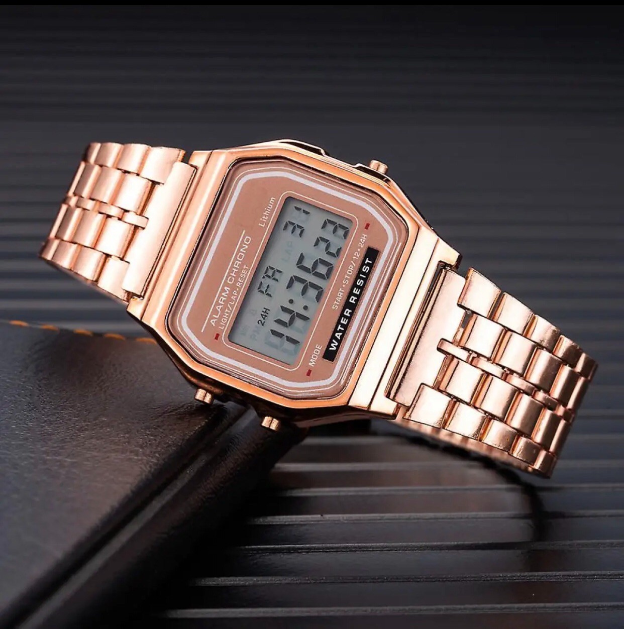 Casio Watch Classic Alarm Chrono Digital Dial Rose Gold Resin Strap F91W-1