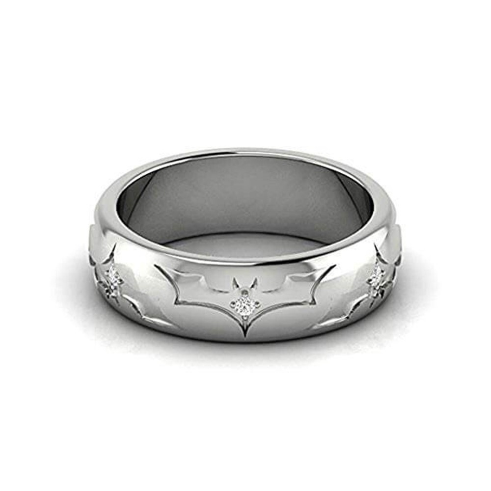 0.40 Ctw Lab Created Diamond 14K White Gold Over Batman Wedding Men’s Ring