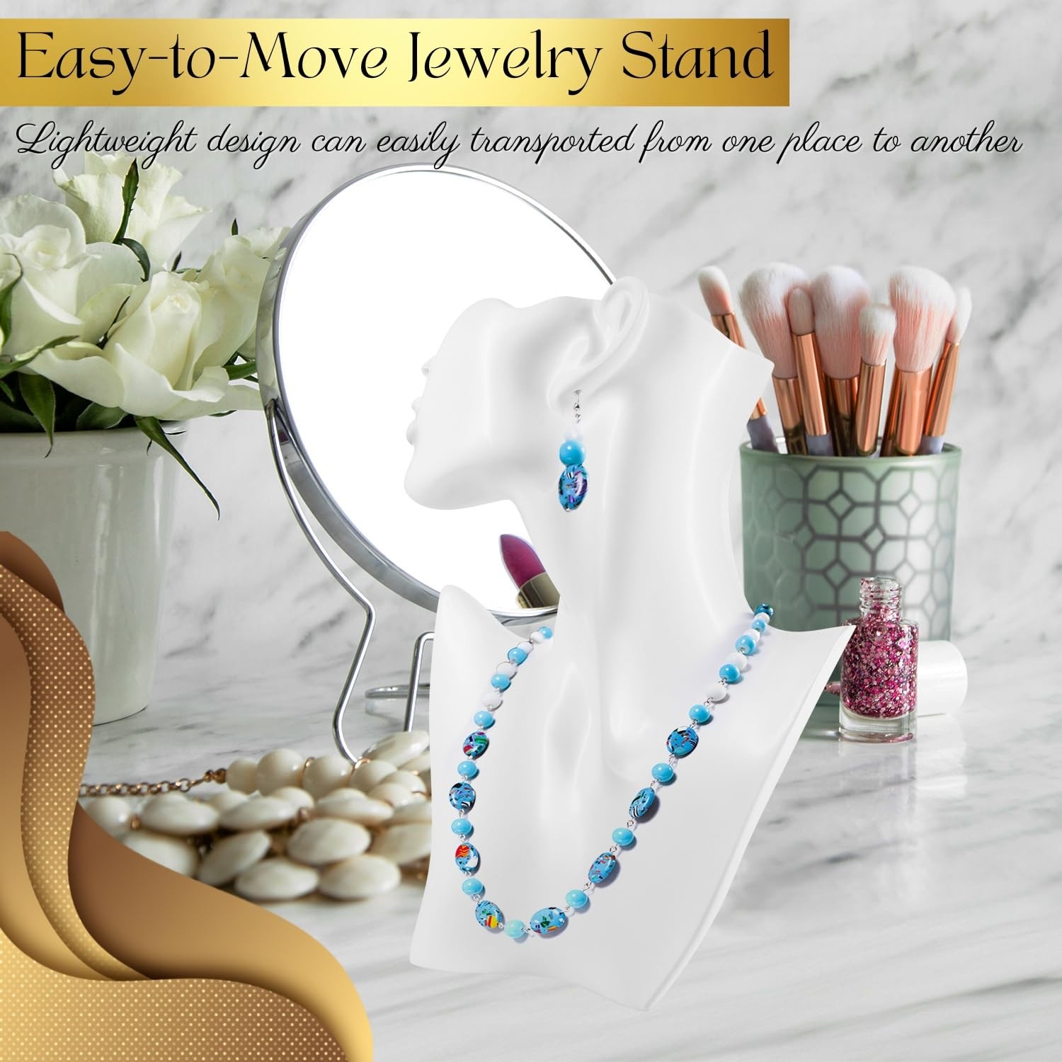 Jewelry Bust Display Stand – White Resin Mannequin Earring Stand for Selling …