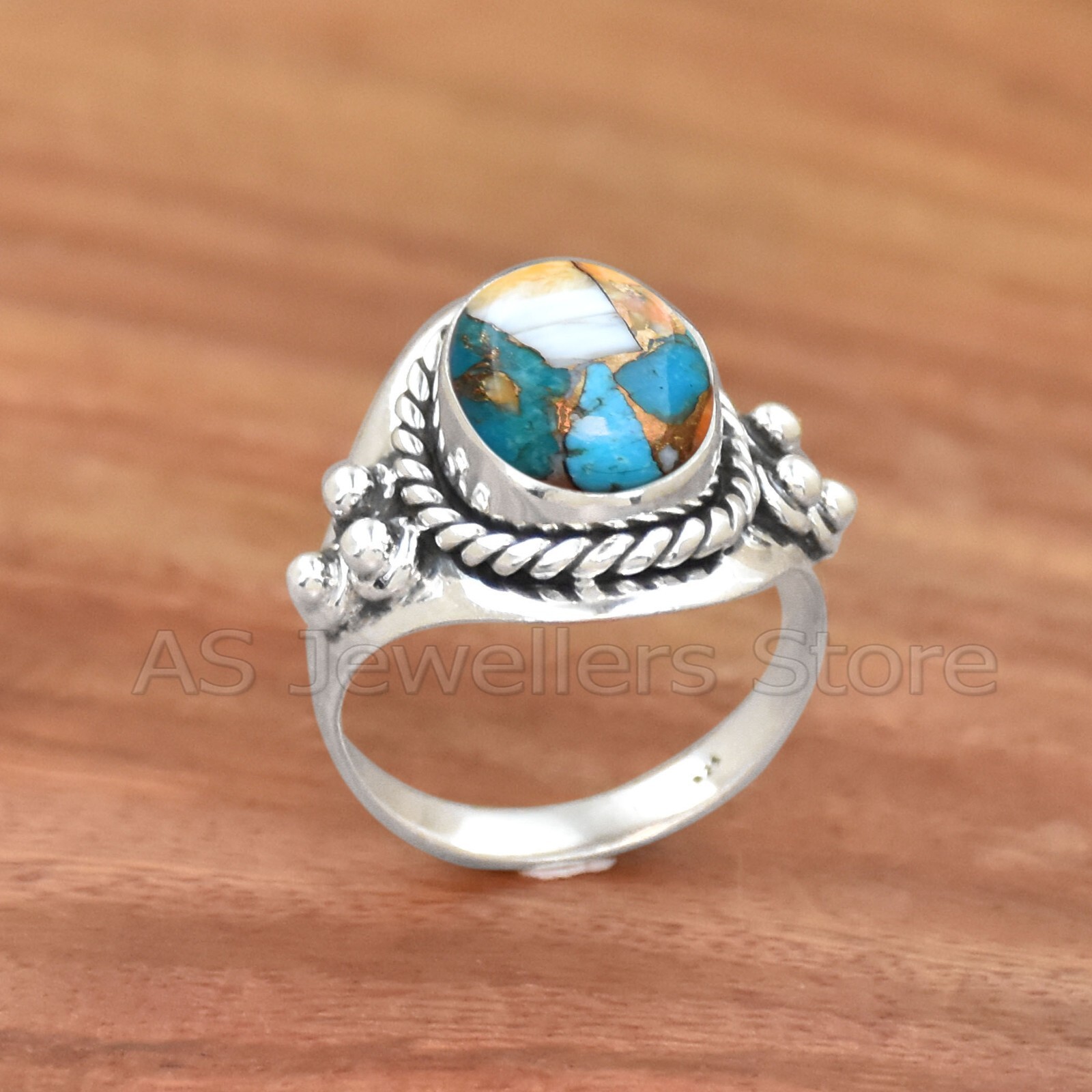 925 Sterling Silver Ring, Oyster Turquoise Ring, Silver Jewelry, Statement Ring