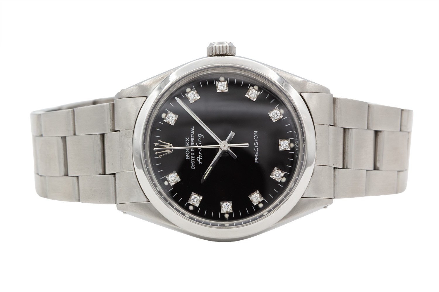 1987 Rolex Air-King 5500 Black Diamond Dial Stainless Steel 34mm Watch