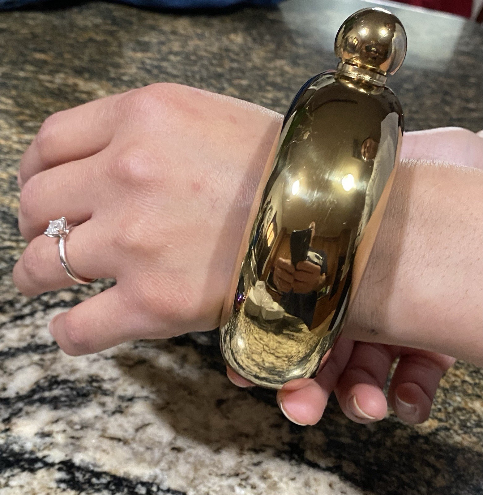 New Women’s Gold Metal Flask Bangle Bracelet Bar Ware