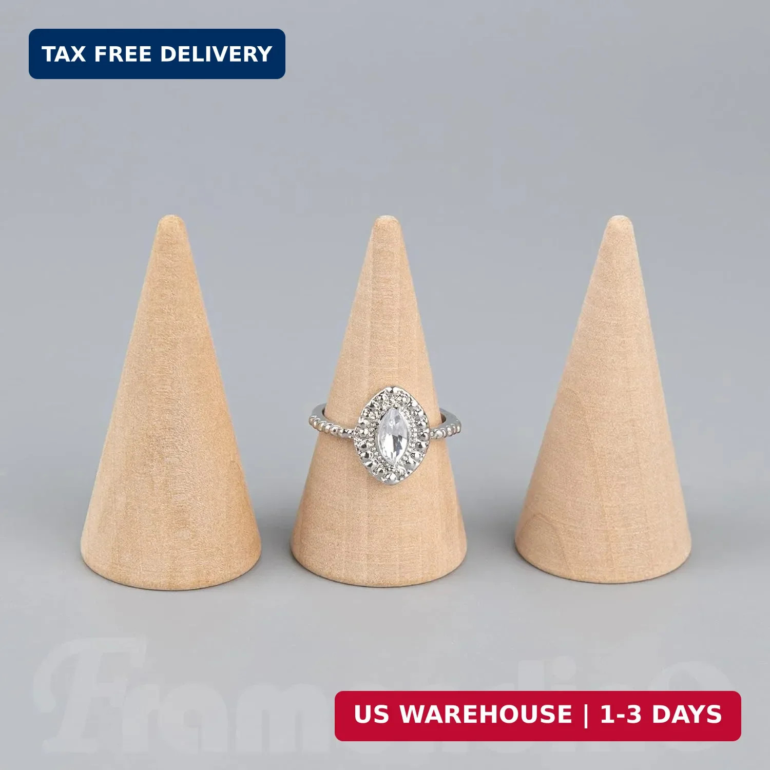 10 Pack Natural Wood Cone Ring HolderJewelry Display Stand Organizer DIY Craft