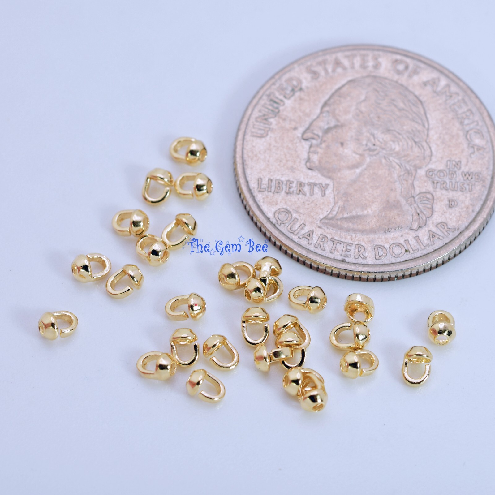 14K Solid Yellow Gold Crimp Hook Bead Tip Cup End Findings Quantity: (2)